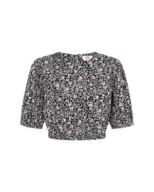 myMo Bluse Frauen-Weiß - Schwarz