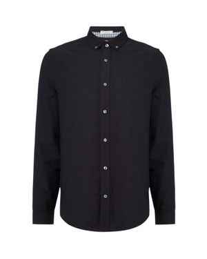 Original Penguin Herren Sticker Pete Ecovero Langarmhemd (Dunkelsaphir) - Blau