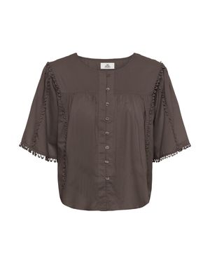 Karen By Simonsen Kurzarm-Bluse Kbfry Kurzarm-Bluse Baggy Fit - Grau