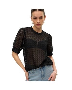 Vero Moda Bluse Für Damen, Rundhalsausschnitt, Leger - Schwarz