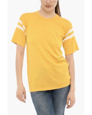 Woolrich Baumwoll-Rundhals-T-Shirt Mit Kontrastband - Gelb