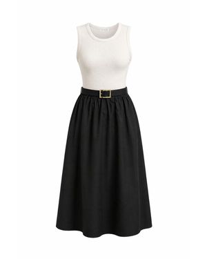 MixRay A-Linien-Midikleid Mit Gürtel - Schwarz