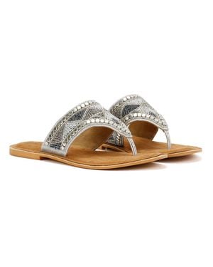TOWER London Tower London Wide Vamp Toepost Sandalen - Braun