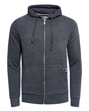 Rusty Neal Streetwear Kapuzen-Jacke Melierte Langarm Sweater - Blau