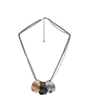 Steuer Modeschmuck Kette Metall Kreise 3-Farbig Gehämmert - Weiß