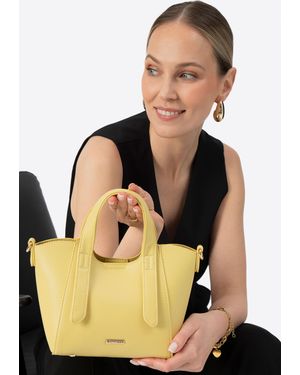 Wittchen Mini-Etui Für Damen Aus Gelbem Kunstleder Mit Herausnehmbarem Beutel - Schwarz