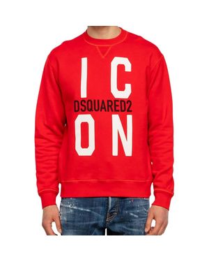 DSquared² Block Icon Logo Cool Fit Rotes Sweatshirt