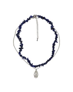 Steuer Modeschmuck Collier Set Lapislazuli-Splitterkette Und Kette Mit Anhänger - Blau