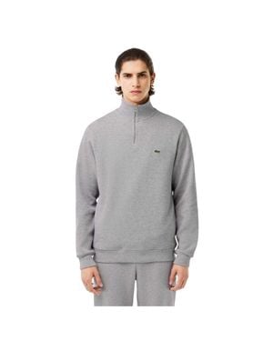 Lacoste Sweatshirt Für Herren, Mit Kurzem Reißverschluss, Baumwollmischung (Leicht) - Grau