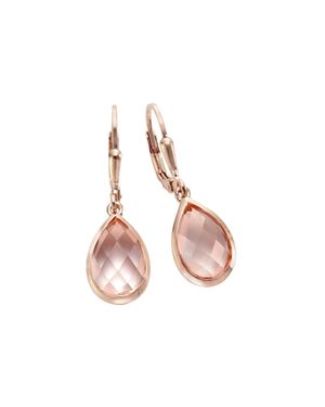 Jamelli Ohrringe Silber 925 Rosé-Vergoldet Mit Echten Rosenquarz-Tropfen - Pink