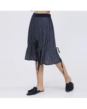 Smart & Joy Trapezrock Aus Samt Mit Liberty-Druck Und Schrägband Aus Satin - Blau