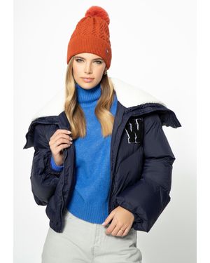 Wittchen Damen-Oversize-Jacke Mit Kragen Aus Kunstlammfell, Marineblau