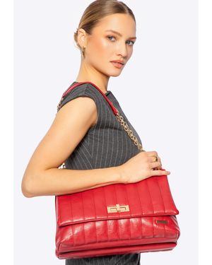 Wittchen Damen-Umhängetasche Aus Öko-Leder, Zwei Fächer, Groß - Rot
