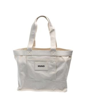 HUGO "Becky" Tragetasche Für Damen Canvas (Weiß Verblasstes Weiß) - Grau