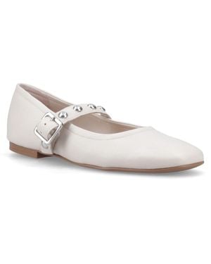 Hush Puppies Charlene Stud Ballerina Leder Damen Flachschuhe - Weiß