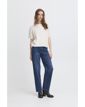 Ichi Kurzarm-Bluse Ihkamara Kurzarm-Bluse Loose Fit - Blau