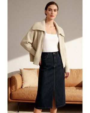 Trendyol Mi̇Lla Damen Grau Einfarbig Lang Oversize Cardigans - Mehrfarbig