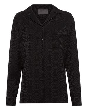 Philipp Plein Hemdbluse Monogram - Schwarz