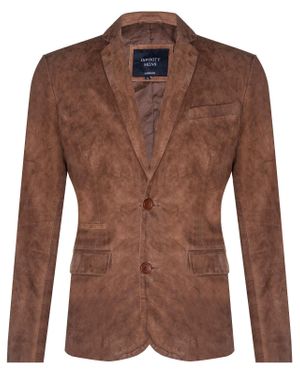 Infinity Leather Blazer, Wildlederjacke, Weicher Italienischer Ledermantel - Braun