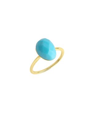 Jamelli Ring Silber 925 Vergoldet Mit Türkis (Beh. 9X12Mm - Blau