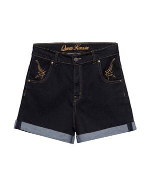 Queen Kerosin Damen Denim Shorts - Schwarz