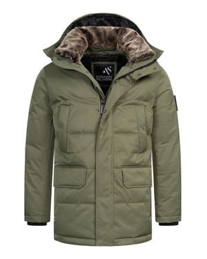 Alessandro Salvarini Herren Winterjacke As-456 – Stilvoll, Wasserabweisend Mit Abnehmbarer Kapuze - Grün