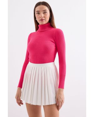 Bigdart Strukturierter Rollkragen-Fit-Pullover - Pink