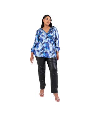 Lovedrobe Wickel-Oberteil Für Damen, Satin, Langärmlig - Blau