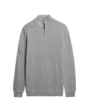 Superdry Cotton Texture Henley Strickpullover - Grau