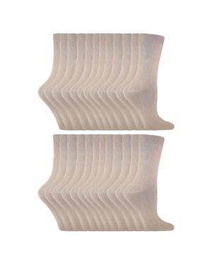 Sock Snob 24 Paar Damen Einfarbige Baumwollreiche Kniestrümpfe - Natur