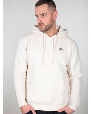 Alpha Industries Basic Hoodie Kleines Logo Jet Stream Weiß - Natur