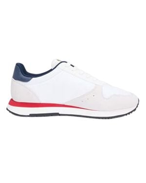 Tommy Hilfiger "Runner" Sneaker Für Herren, Leder (Rot//Blau) - Weiß