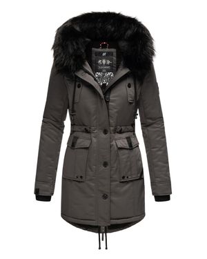 Navahoo Damen Winterjacke Luluna-Princess – Warm, Stylisch & Mit Teddyfell Und Kunstfellkragen - Schwarz