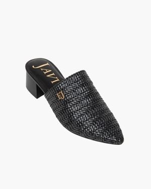 Eric Javits Aura Mule, Open-Weave Vegan Leather, For Sizes-10 - Black