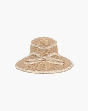 Eric Javits Squishee Straw Sun Visor With Contrast Bow, Color, 4 - White