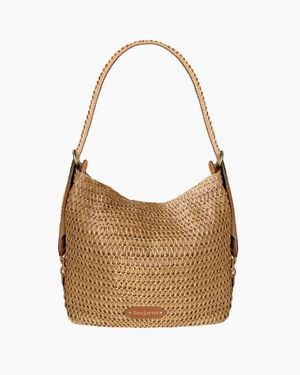 Eric Javits Kokomo Ii Soft Hobo Bag – Raffia, Strap, Zip Top Closure, Crossbody Option - Brown