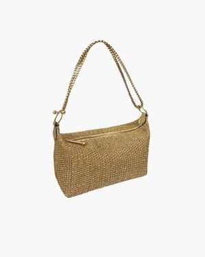 Eric Javits Aurelia Midas Metallic Knit Pouch With Leather Trim For - White