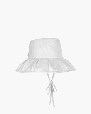 Eric Javits Luxury Straw Sun Hat With Detachable Chin Ties, Adjustable Fit, Upf 50+ For - Natural
