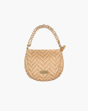 Eric Javits Chain Pouch Raffia – Color, Patented Squishee Straw, Crossbody, Zip Closure For - White