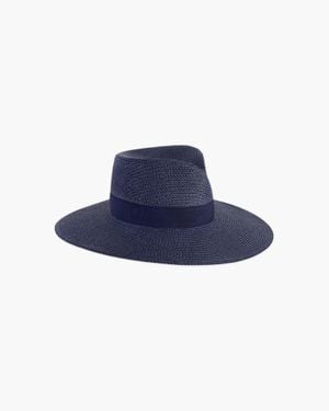 Eric Javits Squishee Straw Fedora Hat - Blue