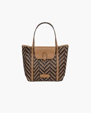 Eric Javits Verona Raffia Straw Tote With Leather Trim For - White