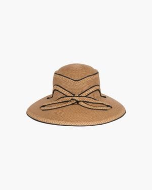 Eric Javits Squishee Straw Sun Visor With Contrast Bow, 4 - White