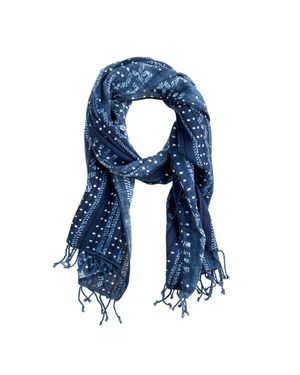 J.Crew Indigo Batik Cotton Scarf - Blue