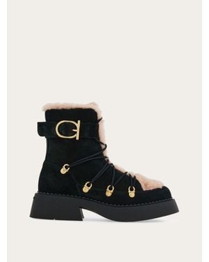 Ferragamo Trekking Style Combat Boot .5 - Black