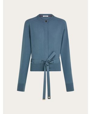 Ferragamo Mujer Cárdigan Con Lazo Verde - Azul