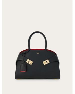 Ferragamo Hug Bicolour Handbag (M) - Black