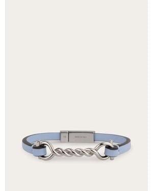 Ferragamo Gancini Leather Bracelet (20Cm) - White