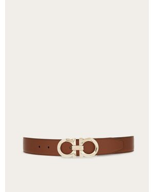 Ferragamo Reversible And Adjustable Gancini Belt - White
