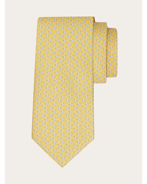Ferragamo Mini Fish Print Silk Tie - Yellow