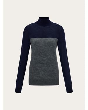 Ferragamo Femmes Col Roulé Bicolore Noir - Bleu